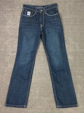 Cinch White Label Jeans Mens 30x34 Thick Stitch Relaxed Fit Straight Dark Wash